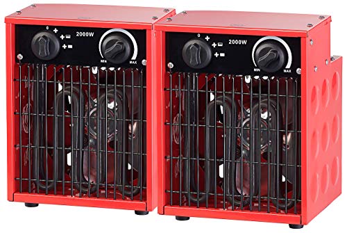 AGT Heizgeräte: 2er-Set Profi-Industrie-Elektro-Heizlüfter, 2.000 Watt, 2 Heizstufen (Bauheizer, Elektro Heizlüfter für Baustellen, Konvektoren) von AGT