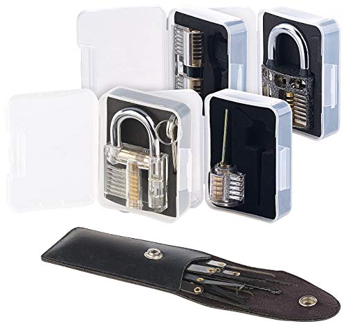 AGT Picking Set: Lockpicking-Set mit 17-teiliger Dietrich-Tasche und 4 Übungsschlössern (Schloss Picking, Lockpicking Werkzeug, Experimentierkasten) von AGT