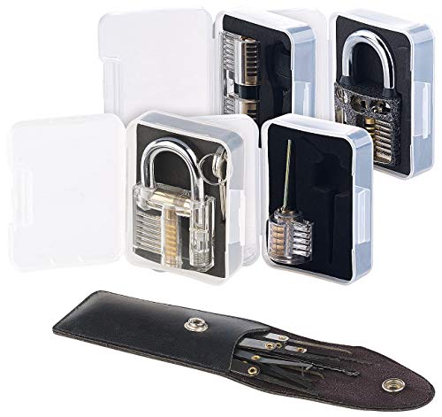AGT Picking Set: Lockpicking-Set mit 17-teiliger Dietrich-Tasche und 4 Übungsschlössern (Schloss Picking, Lockpicking Schloss, Türschloss) von AGT