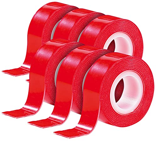 AGT Power-Tape doppelseitig: Doppelseitiges Klebeband "Power ZIP", 19 mm x 1,5 m, 6er-Pack (Doppelseitiges Klebeband stark, Montageklebeband, extra rückstandsfrei ablösbar) von AGT