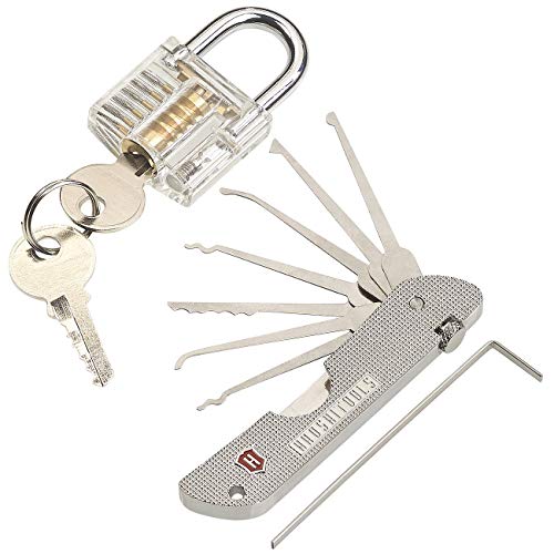 AGT Dietrich: Set aus Lockpicking-Tool mit Übungsschloss (Dietrich Türöffner, Set mit Übungsschloss, Experimentierkasten) von AGT