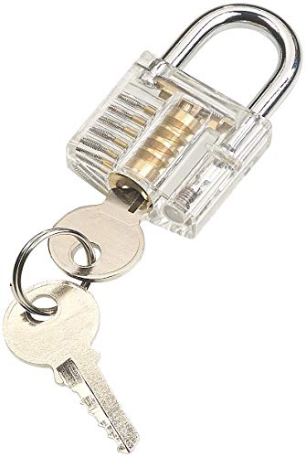 AGT Durchsichtiges Schloss: Durchsichtiges Lockpicking-Übungsschloss mit 2 Schlüsseln (Transparentes Schloss, Übungsschloss transparent, Fahrradschloss) von AGT