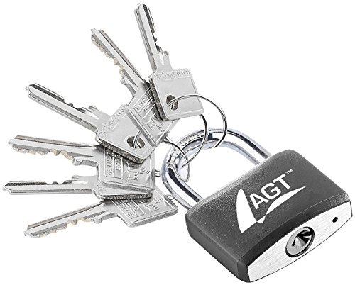 AGT Vorhängeschloss: Vorhänge-Schloss aus Aluminium, Messing & Stahl, 43 mm, 6 Schlüssel (Schloss mit Zusatzschlüssel, Vorhängeschloss-Zylinderschloss, Türschloss) von AGT
