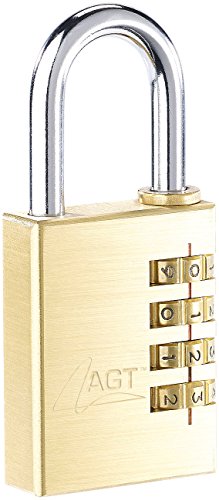 AGT Zahlenschloss: Vorhänge-Schloss aus Messing mit 4-stelligem Zahlen-Code, 38 mm (Vorhängeschloss Zahlenschloss, Zahlenvorhängeschloss, bugel) von AGT