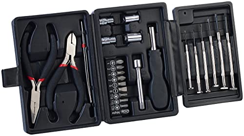 AGT Mini Werkzeug Set: 26-teiliges Werkzeug-Set in praktischer Klapp-Box (Werkzeugset, Werkzeugset klein, Kleines Haushalt) von AGT