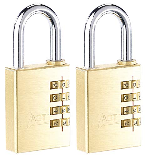 AGT Zahlencode Schloss: 2er-Set Vorhänge-Schlösser aus Messing, 4-stelliger Zahlen-Code, 38 mm (Mini Sicherheits Zahlenschloss, Vorhängeschloss mit Zahlencode, Vorhang) von AGT