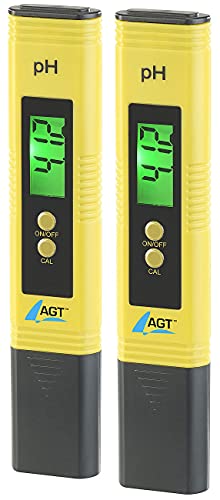 AGT pH Tester: Digitales pH-Wert-Testgerät mit ATC-Funktion & LCD, pH 0-14, 2er-Set (pH Wert Messgerät, Pool Tester, Pflanzen Sensor) von AGT