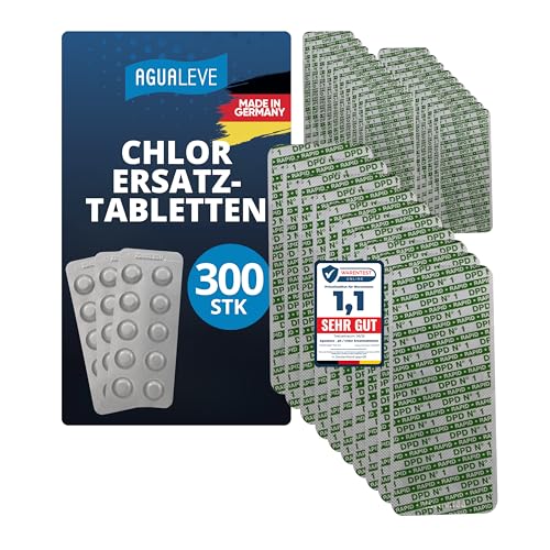 AGUALEVE® 300 freies Chlor (DPD1) Rapid Pool Testtabletten | für Poolwasser-Schütteltest | Markenqualität Made in Germany | mit gratis digitalem Poolpflegeguide von AGUALEVE