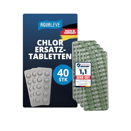 AGUALEVE® 40 freies Chlor (DPD1) Rapid Pool Testtabletten | für Poolwasser-Schütteltest | Markenqualität Made in Germany | mit gratis digitalem Poolpflegeguide von AGUALEVE