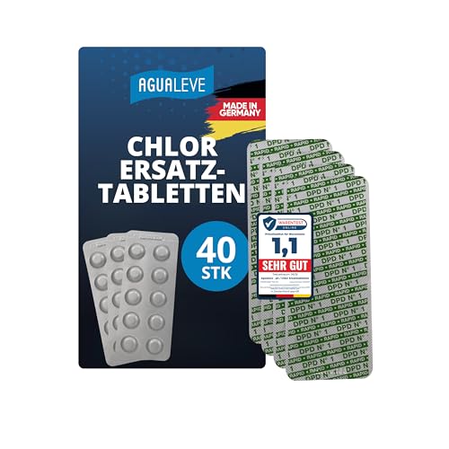 AGUALEVE® 40 freies Chlor (DPD1) Rapid Pool Testtabletten | für Poolwasser-Schütteltest | Markenqualität Made in Germany | mit gratis digitalem Poolpflegeguide von AGUALEVE