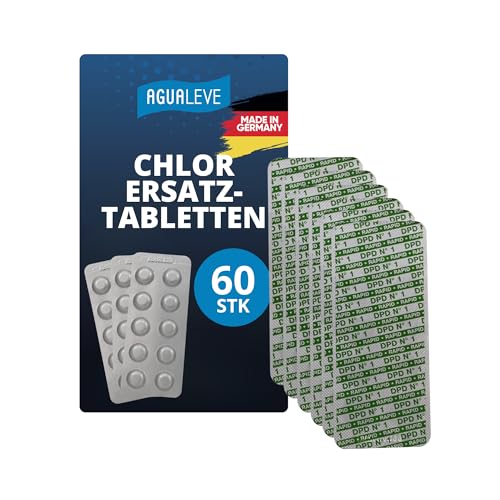 AGUALEVE® 60 freies Chlor (DPD1) Rapid Pool Testtabletten | für Poolwasser-Schütteltest | Markenqualität Made in Germany | mit gratis digitalem Poolpflegeguide von AGUALEVE
