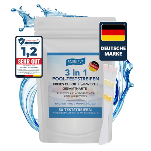 AGUALEVE® 7 in 1 Pool-Teststreifen 25 Stück *NEU* | Präzise, schnell & einfach messen: Gesamthärte, Freies Chlor, pH-Wert | Deutsche Markenqualität von AGUALEVE