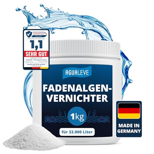 AGUALEVE® Fadenalgenvernichter 1kg *NEU* | extrem effektiv gegen Fadenalgen | perfekt für Fischteiche geeignet | Markenqualität Made in Germany | für 33.000 Liter Teichwasser | mit Note 1,1 getestet von AGUALEVE