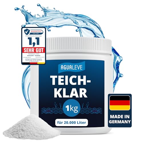 AGUALEVE® Teichklar 1kg *NEU* | gegen Schwebealgen, grünes & trübes Teichwasser | perfekt für Fischteiche | Markenqualität Made in Germany | für 20.000 Liter Teichwasser | mit Note 1,1 getestet von AGUALEVE