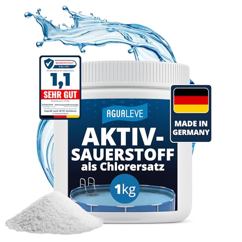 AGUALEVE® Aktivsauerstoff (als Chlorersatz) 1kg | für die chlorfreie Wasserdesinfektion | für Pools, Whirlpools und Planschbecken jeder Art | Markenqualität Made in Germany | Einfache und sicher von AGUALEVE