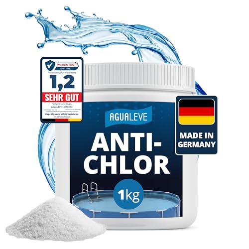 AGUALEVE® Antichlor 1kg | Reduziert BZW. eliminiert freies Chlor | für Pools, Whirlpools und Planschbecken jeder Art | Markenqualität Made in Germany | Einfache und sichere Anwendung von AGUALEVE