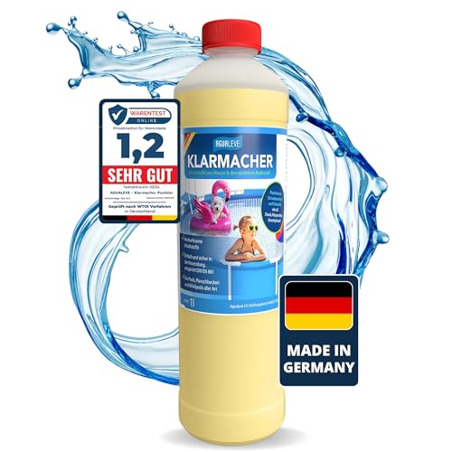 AGUALEVE® Klarmacher 1 Ltr. | Poolklar zur Reinigung und Flockung | kristallklares, hygienisches Wasser | für Pools, Whirlpools und Planschbecken jeder Art | Markenqualität Made in Germany von AGUALEVE