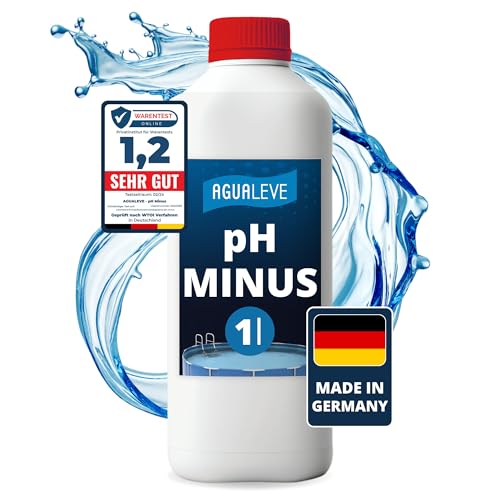 AGUALEVE® pH Minus 1 Ltr. | senkt den pH-Wert punktgenau| für Pools, Whirlpools und Planschbecken jeder Art | Markenqualität Made in Germany | Einfache und sichere Anwendung von AGUALEVE