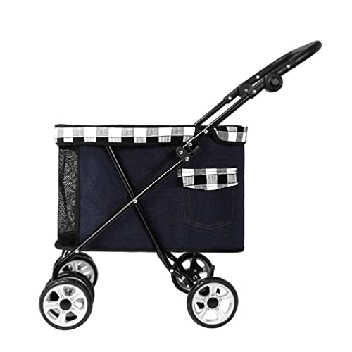 Hundewagen Hundebuggy Faltbarer Haustier-Kinderwagen, 4-Rad-Jogging-Kinderwagen Für Katzen Und Hunde Mit Belüftetem Fenster, Haustier-Reisesystem Bis Zu 15 Kg (Color : Black) von AGYHAM