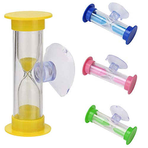 Kinder Zahnbürste Sandglas Timer, 2 Minuten Duschtimer Mini Glas Sanduhr, Saugnapf Timer, Kochen Schwenkbar Sanduhr, Kinder Mini Sanduhr zum Bürsten Kinderzähne (Gelb) von Fiorky