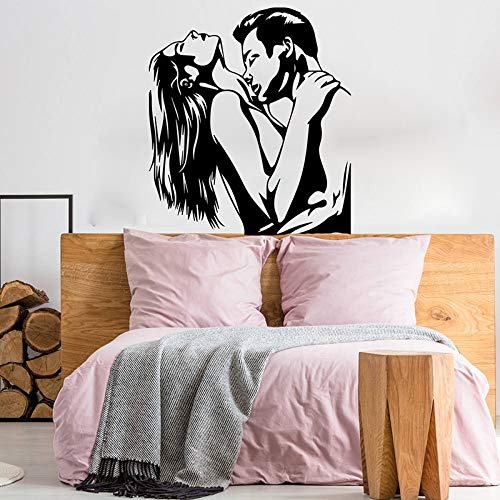 AGjDF Moderne sexy Kuss Mann Frau Mädchen Wandaufkleber Schlafzimmer nacktes Paar romantische Wandtattoo Vinyl Wohnzimmer Paar Zimmer Dekoration -64x54cm von AGjDF