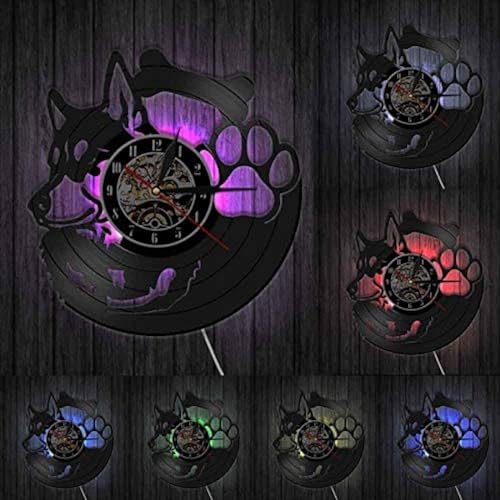AGlitw Husky-Hund-, echte Schallplatte mit Hundepfote, Schwarze, Pet Shop, für Haustiere, ohne von AGlitw