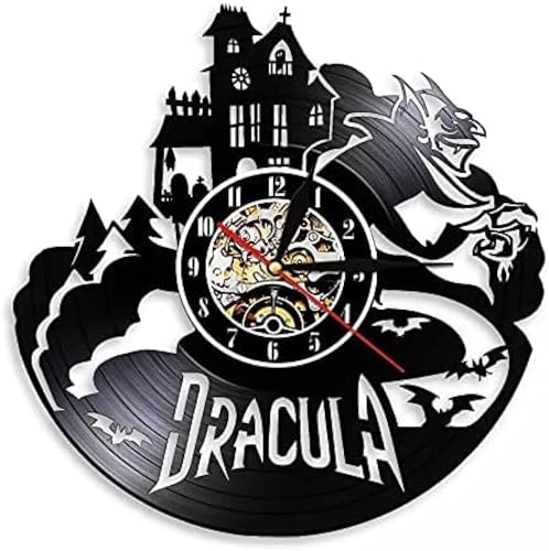 AGlitw Vintage Vinyl- Dracula Castle, Heimdekoration, Gothic, Vampirfledermaus, dunkler Horror, Halloween ohne, ohne -Licht von AGlitw