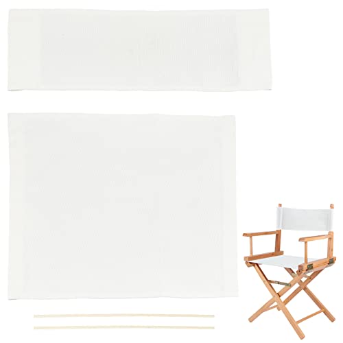 AHANDMAKER 1 Set Stuhl Ersatz Weißes Casual Directors Chair Cover Kit Ersatzsitz Und Rückenlehne Aus Polyester-Baumwoll-Gemisch Mit Holzstäbchen Für Director Makeup Chair, 47.5x38/52x16.5cm von AHANDMAKER