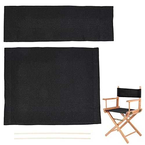 AHANDMAKER 1 Set Stuhl-Ersatzleinwand, Schwarzes Casual Directors Stuhl Cover Kit Ersatzsitz Und Rückenlehne Aus Segeltuch Mit Holzstäbchen Leicht Zu Reinigen Für Director Chair, 47.5x38.5/52x17cm von AHANDMAKER