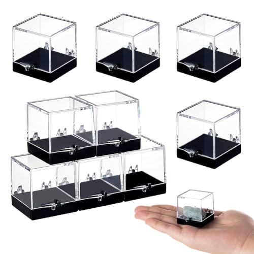 AHANDMAKER 10 PCS Klare Quadratische Vitrine Mini Würfel Behälter Mit Deckel 1.57 x 1.34 x 1.38 Zoll Lagerung Box Mit Schwarz Basis Für Süßigkeiten Schmuckanzeige Steine Bastelmaterial von AHANDMAKER