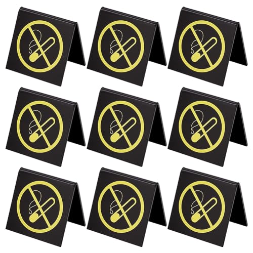 AHANDMAKER 10 Stück Doppelseitige Acryl-No Smoking Table Tent-Schilder, Nichtraucher-Schreibtisch-Logo-Anzeige, Verbotsschild „Rauchen Verboten“, Tischschild „Nicht Rauchen“, Schwarz von AHANDMAKER