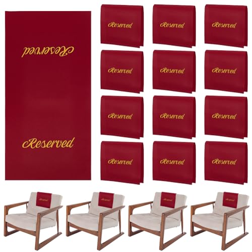 AHANDMAKER 12 dunkelrote Schilder mit Aufschrift "Reserved Seating Seating Signs 21.7Inch Chair Reserved Seat Sign Cloth Church Placeholder Pew Signs for Wedding Meeting Ceremony Party Celebration von AHANDMAKER