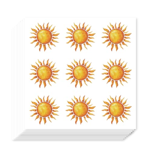 AHANDMAKER 180 Stück Selbstklebende Aufkleber. Sonne Aquarell Aufkleber Dekorative Aufkleber Für Planer Kalender Scrapbook Handwerk Party Decor Geschenk Tasche Siegel 90x90mm von AHANDMAKER
