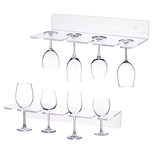 AHANDMAKER 2 Pack Acryl-Weinglashalter an der Wand montiert, klares Weinglas-Display-Rack, Champagner-Wandhalter, unter dem Schrank Weinglas-Lagerregale, für Küche Bar Restaurant von AHANDMAKER