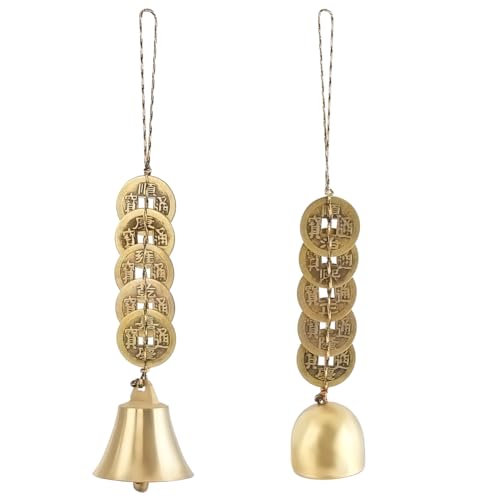 AHANDMAKER 2 Stück 2 Stile Chinesische Feng Shui Glocken Glücksbringer Hängeglocke Aus Messing Mit 5 Kaisermünze Für Gesundheit Traditionelles Chinesisches Kulturdekor Für Die Taschentür AHANDMAKER 2 Stück 2 Stile Chinesische Feng Shui Glocken Glücksbringer Hängeglocke Aus Messing Mit 5 Kaisermünze Für Gesundheit Traditionelles Chinesisches Kulturdekor Für Die Taschentür von AHANDMAKER