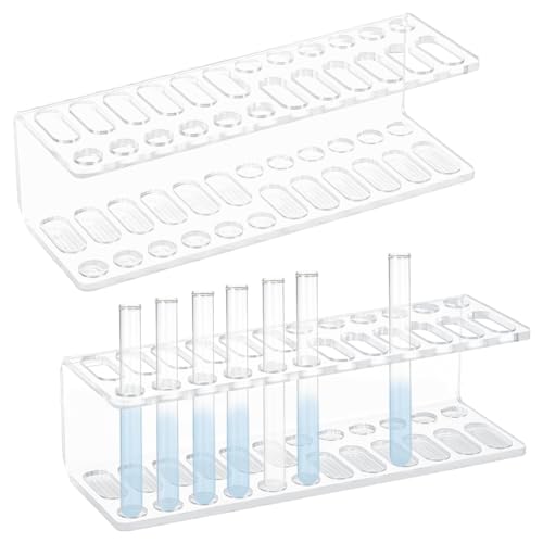 AHANDMAKER 2 Stück Reagenzglasgestell Aus Acryl 24 Loch Kleiner Glashalter 0.53" (13.5mm) Durchmesser Labor Reagenzglashalter Für 5 ml Reagenzglasanzeige Für Reagenzgläser Experimente von AHANDMAKER