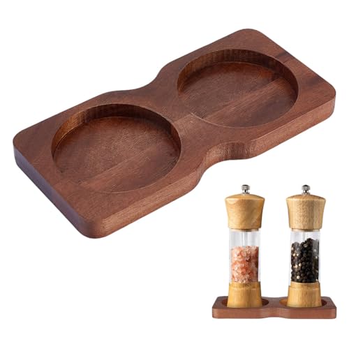 AHANDMAKER 2 Stück Salz Und Pfeffermühlentablett Holztablett Für Salz Und Pfeffermühle ID 69.5mm/2.74 Zoll Pfeffersalzmühlenhalter Für Küchentisch Arbeitsplatte Aufbewahrungshalter Kaffee Farbe von AHANDMAKER