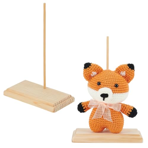 AHANDMAKER 2 Stück großer Häkelpuppenständer, Größeres Format 5.9x3.1x8.6 Inch Tragbarer Action-Ständer Für Häkelpuppen, Holz-Ausstellungsständer Für Häkelpuppen, Filzen, Tierpuppen, Figuren, Puppen von AHANDMAKER