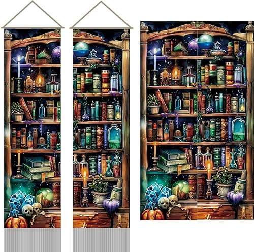 AHANDMAKER 2 x Wandteppich Mit Magischem Buch. Zauberhaftes Bücherregal Langer Vertikaler Wandteppich Vintage Goth Totenkopf Quaste Wandteppich Mystischer Ästhetischer Wandteppich 116x33cm AHANDMAKER 2 x Wandteppich Mit Magischem Buch. Zauberhaftes Bücherregal Langer Vertikaler Wandteppich Vintage Goth Totenkopf Quaste Wandteppich Mystischer Ästhetischer Wandteppich 116x33cm von AHANDMAKER