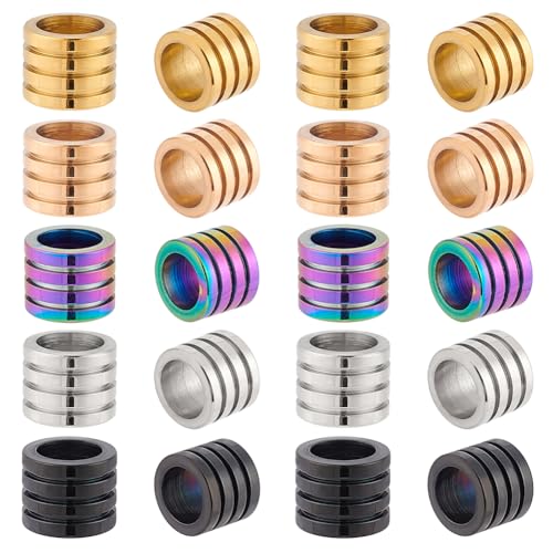 AHANDMAKER 20 x Flache Runde Abstandsperle. 5 Farbe Edelstahlperlen Lose Perlen Schmuck Abstandhalter Charms Bastelperlen Zubehör Für Die Herstellung von DIY Armbändern Und Halsketten 10x8mm Loch 7mm AHANDMAKER 20 x Flache Runde Abstandsperle. 5 Farbe Edelstahlperlen Lose Perlen Schmuck Abstandhalter Charms Bastelperlen Zubehör Für Die Herstellung von DIY Armbändern Und Halsketten 10x8mm Loch 7mm von AHANDMAKER