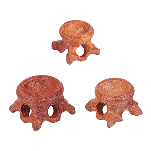 AHANDMAKER 3-teiliger Holz-Kristallkugelständer, 3 Größen, Holzkugelständer, für Kristall-Diamantkugel-Display, Braun von AHANDMAKER