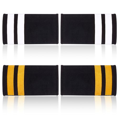 AHANDMAKER 4 Paar Schulterklappen Für Pilotenuniformen In Traditionellen 2 Farben Für Professionelle Flieger, Kapitäns-Schulterklappen, Abzeichen Mit Zwei Streifen AHANDMAKER 4 Paar Schulterklappen Für Pilotenuniformen In Traditionellen 2 Farben Für Professionelle Flieger, Kapitäns-Schulterklappen, Abzeichen Mit Zwei Streifen von AHANDMAKER