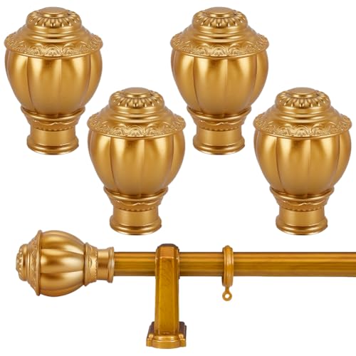 AHANDMAKER 4 Stück Gardinenstangen-Endstücke Goldfarben Endkappe Für Gardinenstange Kunststoff Vintage Fenster Vorhang Stange Dekorative Enden Passend für Durchmesser 28 mm Stangen von AHANDMAKER