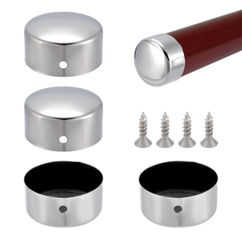 AHANDMAKER 4 Stück Handlauf Endkappe 49mm Innendurchmesser Runde Treppenhandlauf Endabdeckungen Edelstahlabdeckung Für Geländer Passend Für Zaunpfostenkappen Aus Metall von AHANDMAKER