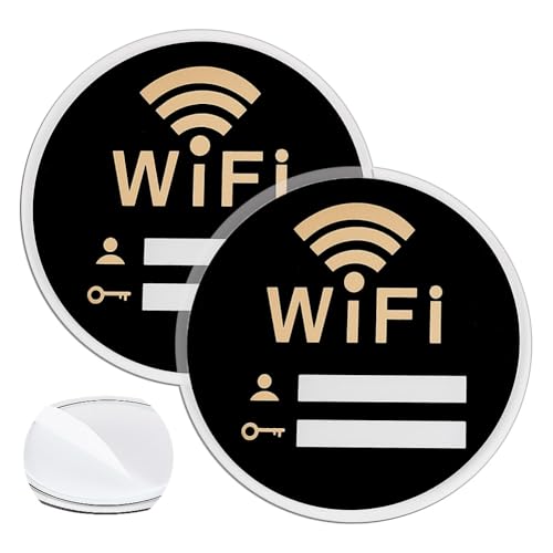 AHANDMAKER 4 Stück WiFi Passwortschild Selbstklebendes Rundes WiFi Schild Aus Acryl Schild Mit Der Abdeckung Des Drahtlosen Netzwerks Für Zuhause Geschäft Wanddekoration 10x10cm /3.93x3.9 Zoll von AHANDMAKER