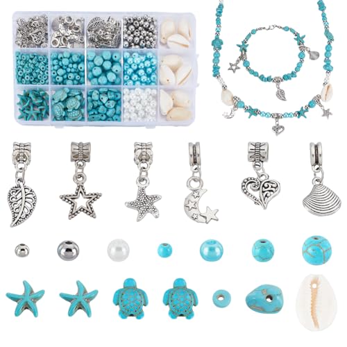 AHANDMAKER 444 Stück Türkisfarbene Ozeanperlen Schildkrötenperlen Seestern Weiße Muscheln Perle Legierungsanhänger Im Meeresstil Runde Türkisfarbene Glasperle Zur Schmuckherstellung AHANDMAKER 444 Stück Türkisfarbene Ozeanperlen Schildkrötenperlen Seestern Weiße Muscheln Perle Legierungsanhänger Im Meeresstil Runde Türkisfarbene Glasperle Zur Schmuckherstellung von AHANDMAKER