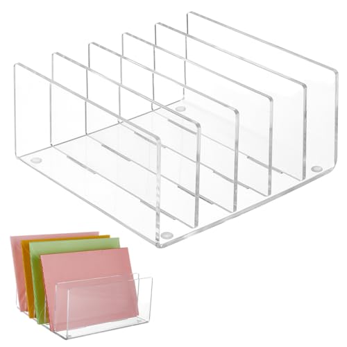 AHANDMAKER 5 Reihiger Aktenhalter Aus Acryl Für Den Schreibtisch Aktenhalter Schreibtisch Organizer Aus Acryl Post Organizer Arbeitsplatte Desktop Postständer Aus Acryl Büro Schreibtisch Zubehör von AHANDMAKER