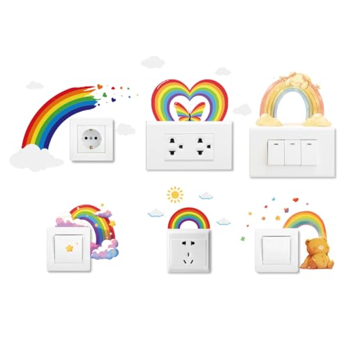 AHANDMAKER 6 Art Regenbogen Schalteraufkleber Wandaufkleber Mit Wolken Schmetterlingen Und Cartoon Bären Für Lichtschalter Decken Und Wandleiste Schlafzimmer Wohnzimmer AHANDMAKER 6 Art Regenbogen Schalteraufkleber Wandaufkleber Mit Wolken Schmetterlingen Und Cartoon Bären Für Lichtschalter Decken Und Wandleiste Schlafzimmer Wohnzimmer von AHANDMAKER