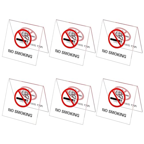 AHANDMAKER 6 Stück Doppelseitige Acryl-No Smoking Table Tent-Schilder, Nichtraucher-Schreibtisch-Logo-Anzeige, Verbotsschild „Rauchen Verboten,“, Tischschild „Nicht Rauchen“ Für Büros, Transparent von AHANDMAKER