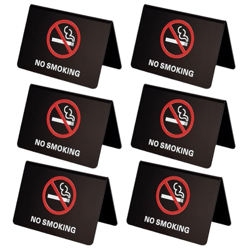 AHANDMAKER 6 x Tischaufsteller „Rauchen Verboten“. 4x2.7" schwarzes Doppelseitiges Tischschild „Rauchen Verboten“ Aus Acryl Tisch Rauchen Verboten Warnschild Für Restaurant Büro Clubs Cafe von AHANDMAKER